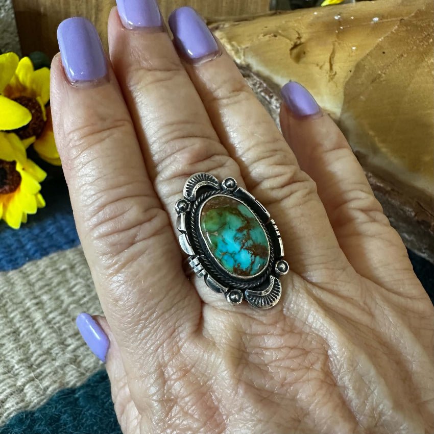Sterling Silver and Sonoran Gold Ring by Running Bear 7.5 - Native American Jewelry Running Bear