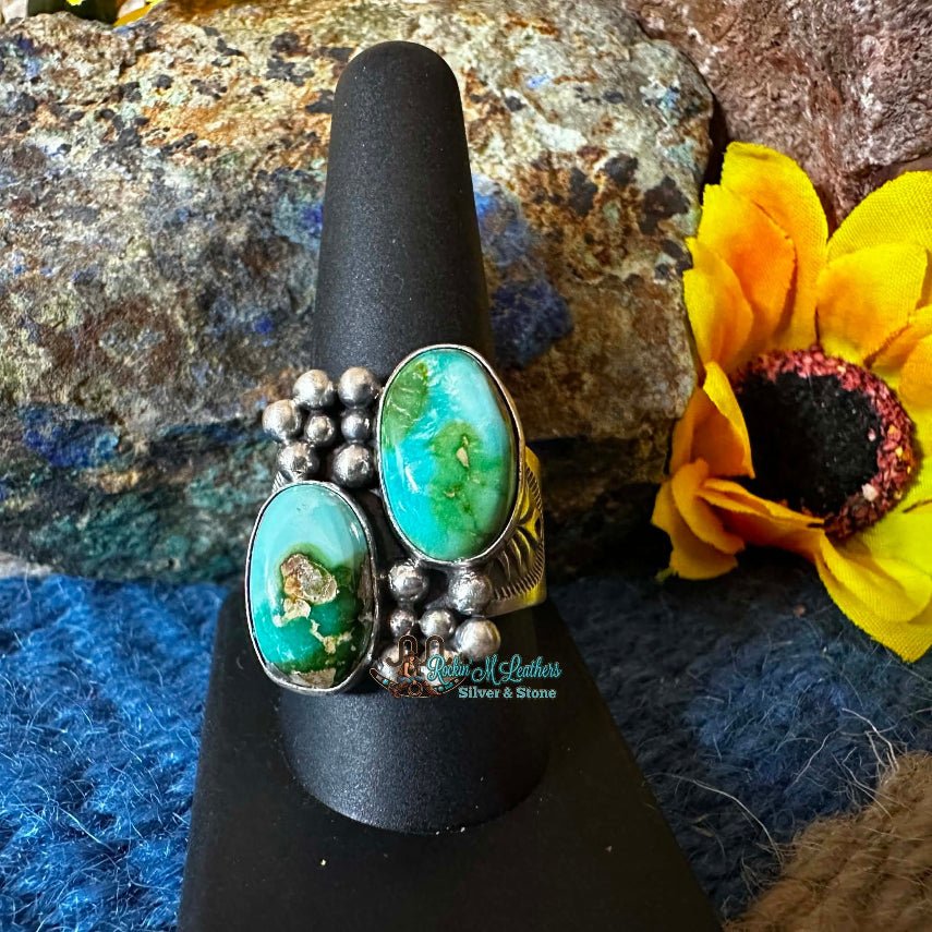 Sterling Silver and Sonoran Gold Ring by Samuel Yellowhair - Native American Jewelry Sam Yellowhair