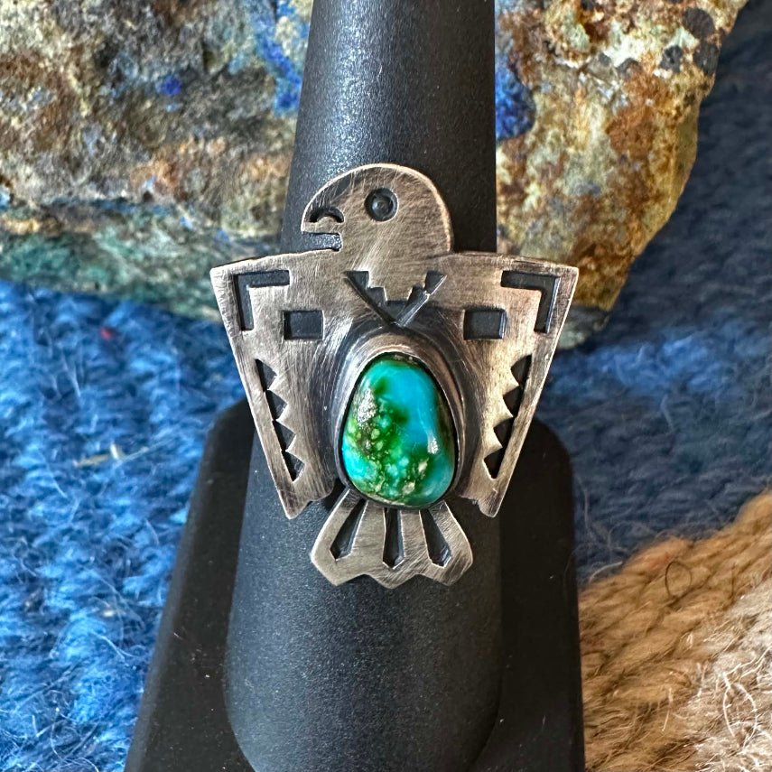 Sterling Silver and Sonoran Gold Thunderbird Ring by Raymond Coriz - Native American Jewelry Raymond Coriz