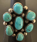 Sterling Silver and Turquoise 7 Stone Cluster Ring Size 7.25 - Native American Jewelry Rockin' M Leathers