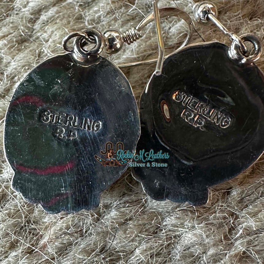 Sterling Silver and Turquoise Danfle Earrings by Renell Perry - Native American Jewelry Renell Perry