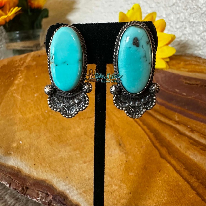 Sterling Silver and Turquoise Earrings by Tommy Jackson - Native American Jewelry Tommy Jackson