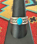 Sterling Silver and Turquoise Solitaire Size 9.25 Ring by Landon Secatero - Native American Jewelry Landon Secatero