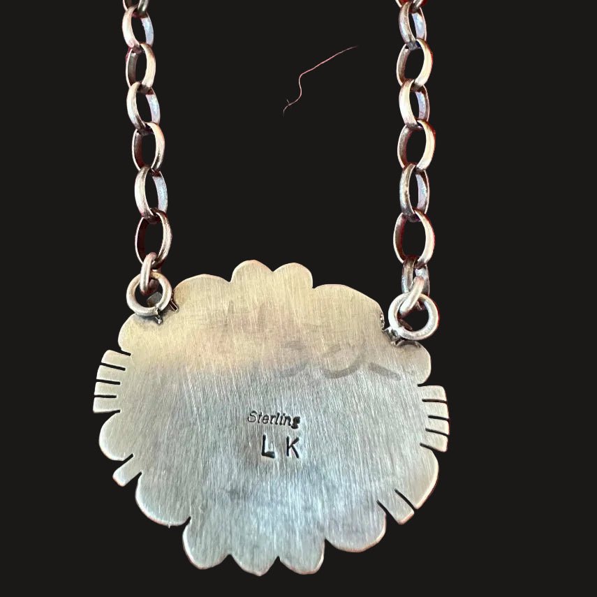 Sterling Silver and Wild Horse Navajo Necklace by LK - Native American Jewelry LK