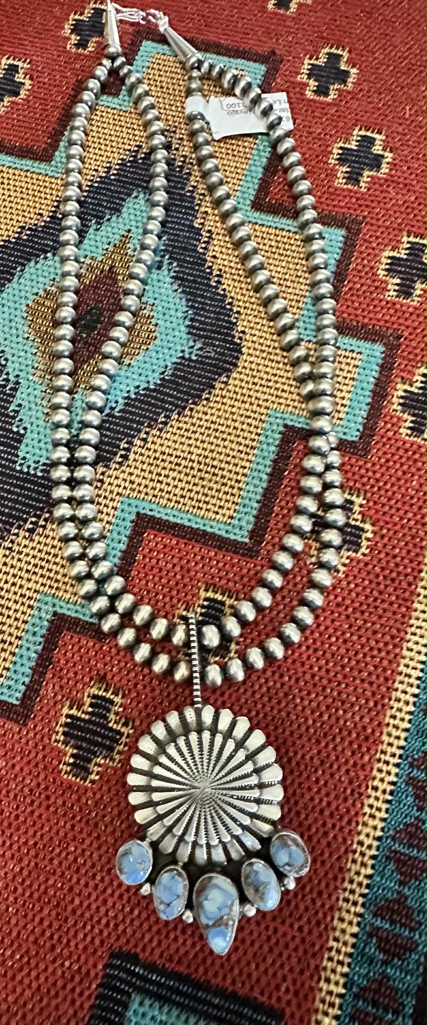 Sterling Silver & Golden Hills Turquoise Concho Necklace by Tom Lewis - Native American Jewelry Tom Lewis