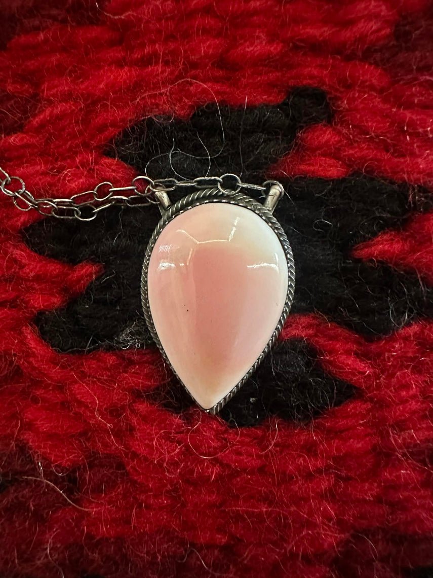 Sterling Silver Pink Conch Shell Pendant Necklace by Tia Long - Native American Jewelry Tia Long