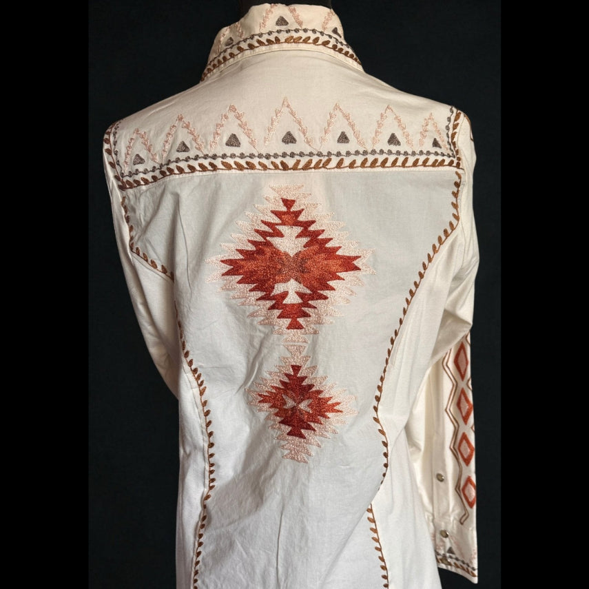 Vintage Collection Southwestern Embroidered Western Blouse – Back Snap Closure - Apparel Vintage Collection