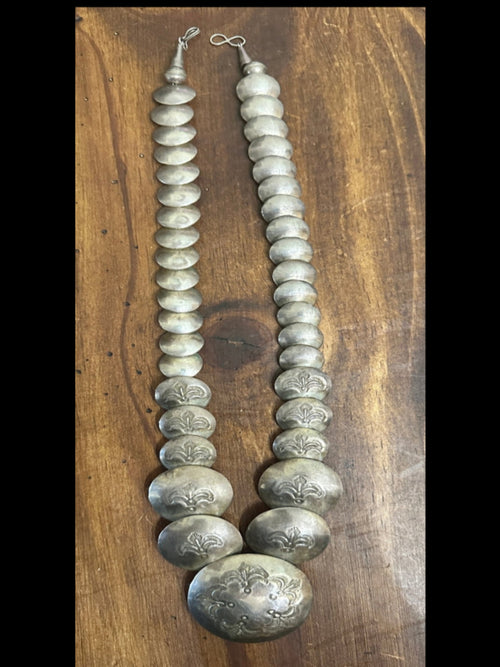 Vintage Navajo Sterling Silver Pillow Bead Necklace - Native American Jewelry Rockin' M Leathers