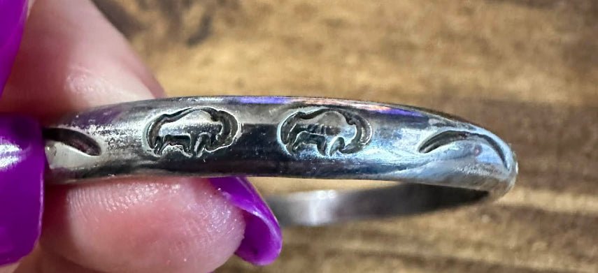 Vintage Navajo Sterling Silver Stacker Buffalo Bracelet - Native American Jewelry Rockin' M Leathers