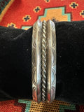 Vintage Navajo Sterling Silver Stacker Cuff - Native American Jewelry Rockin' M Leathers