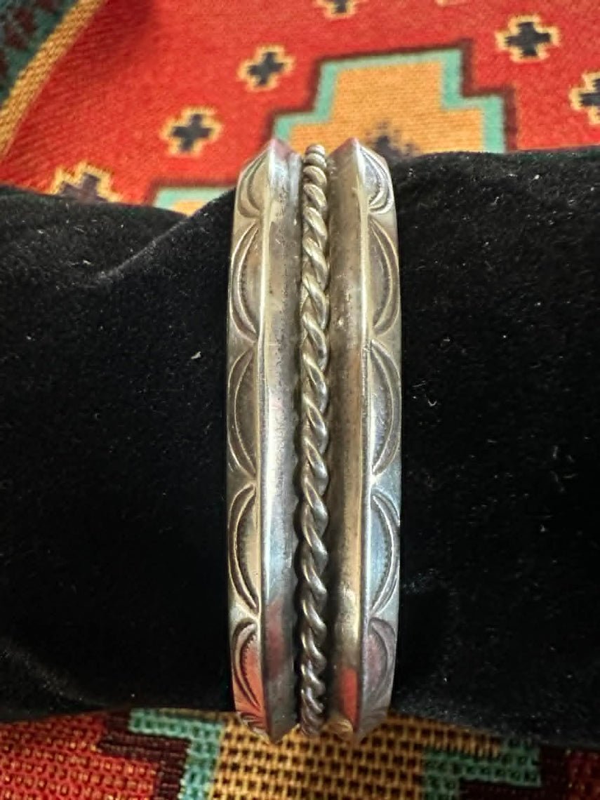 Vintage Navajo Sterling Silver Stacker Cuff - Native American Jewelry Rockin' M Leathers