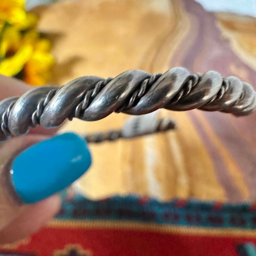 Vintage Navajo Sterling Silver Stacker Small Twist Bracelet - Native American Jewelry Indigenous Artist