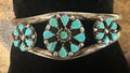 Vintage Zuni Sterling Silver 3 Cluster Turquoise Baby Bracelet - Native American Jewelry Zuni