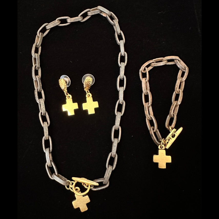 Vintage to Vogue Designs Cross Jewelry Set - Costume Jewelry Rockin' M Leathers