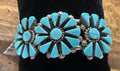 Zuni Sterling Silver 3 Cluster Turquoise Cuff Bracelet by Delbert & Marlinda Chavez