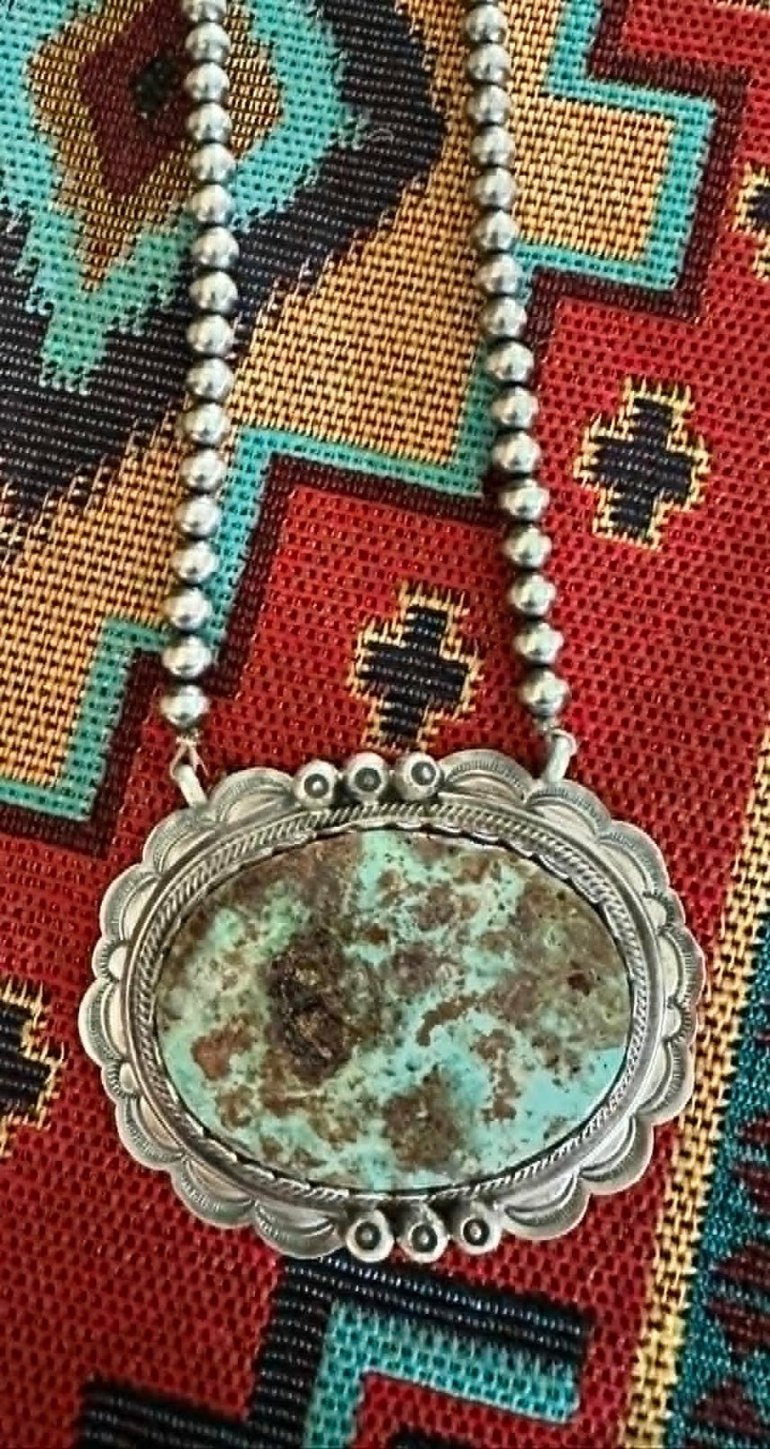 Sterling Silver & Thunder Mountain Turquoise Necklace by John Skeets - Native American Jewelry John Skeets