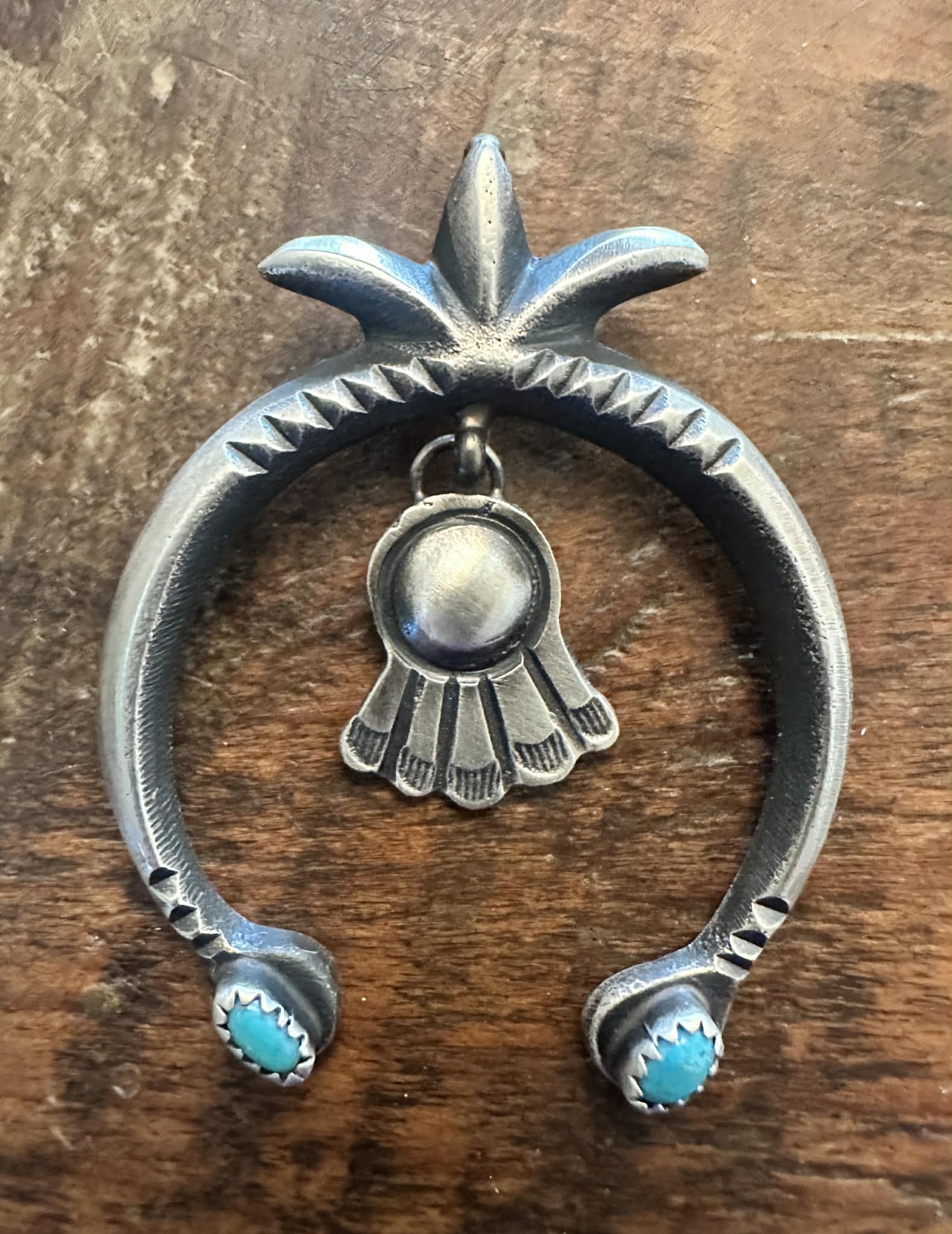 Sterling Silver and Turquoise Naja Pendant by Martha Cayatineto - Native American Jewelry Martha Cayatineto