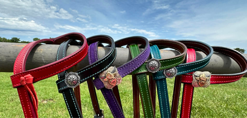 Single Ear Quickchange Headstall – Roughout or Smooth Leather, Custom Color & Stitching - Tack Rockin' M Leathers