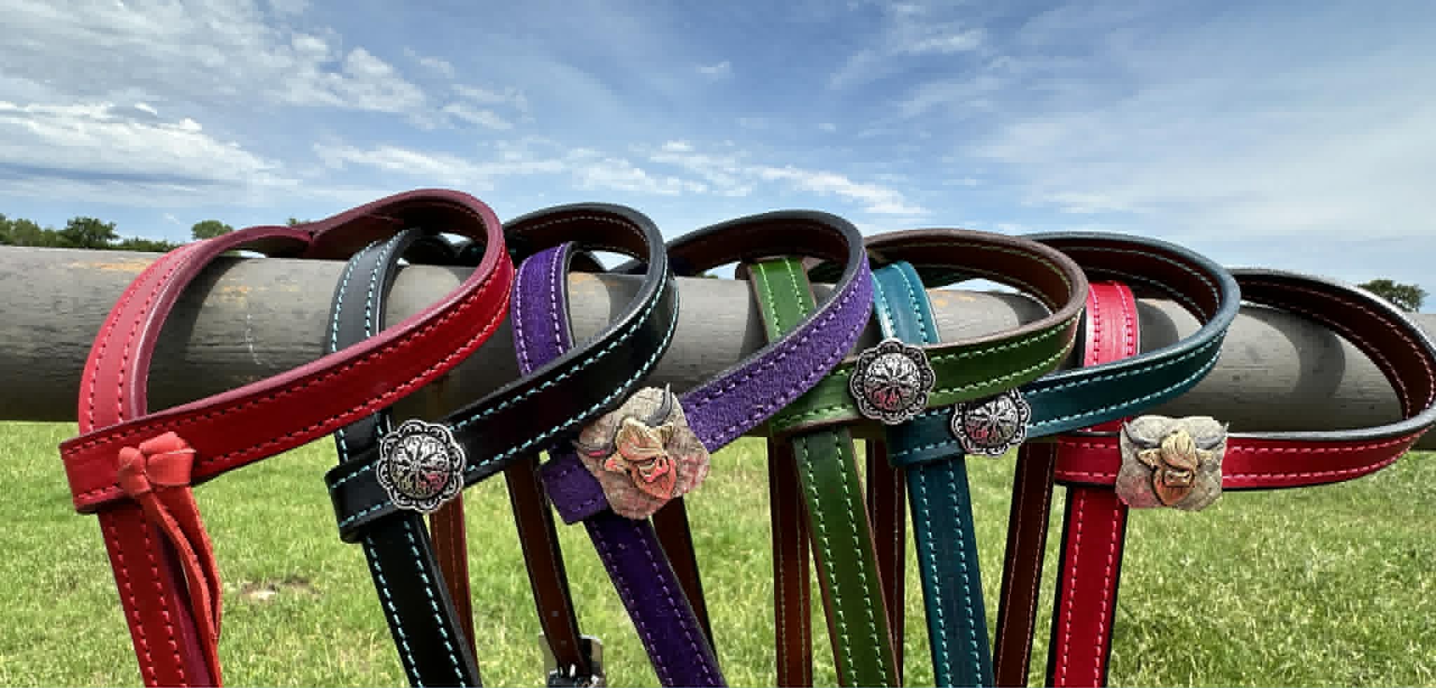 Single Ear Quickchange Headstall – Roughout or Smooth Leather, Custom Color & Stitching - Tack Rockin' M Leathers