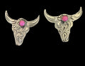 Sterling Silver Steerhead Opal Earrings by Sonyei Coho - Native American Jewelry Sonyei Coho